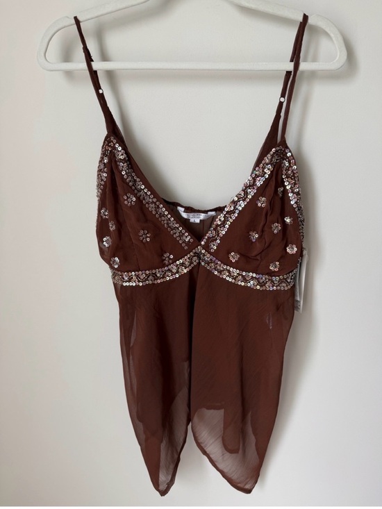 Live 4 Truth Tops - Live 4 Truth Vintage Brown Spaghetti Strap Sequin Embellished Women's Top